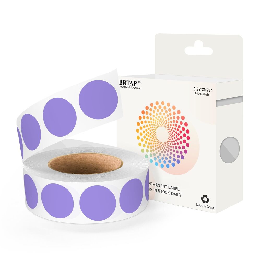 2804 1000 PCS 3/4 Inch Round Dots Color Coding Circle Stickers, Lavender